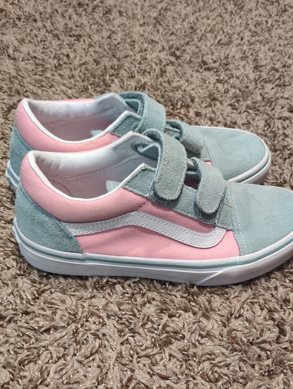 NWOT- Vans Kids Two-Tone Velcro Sneakers in Pink and Light Green